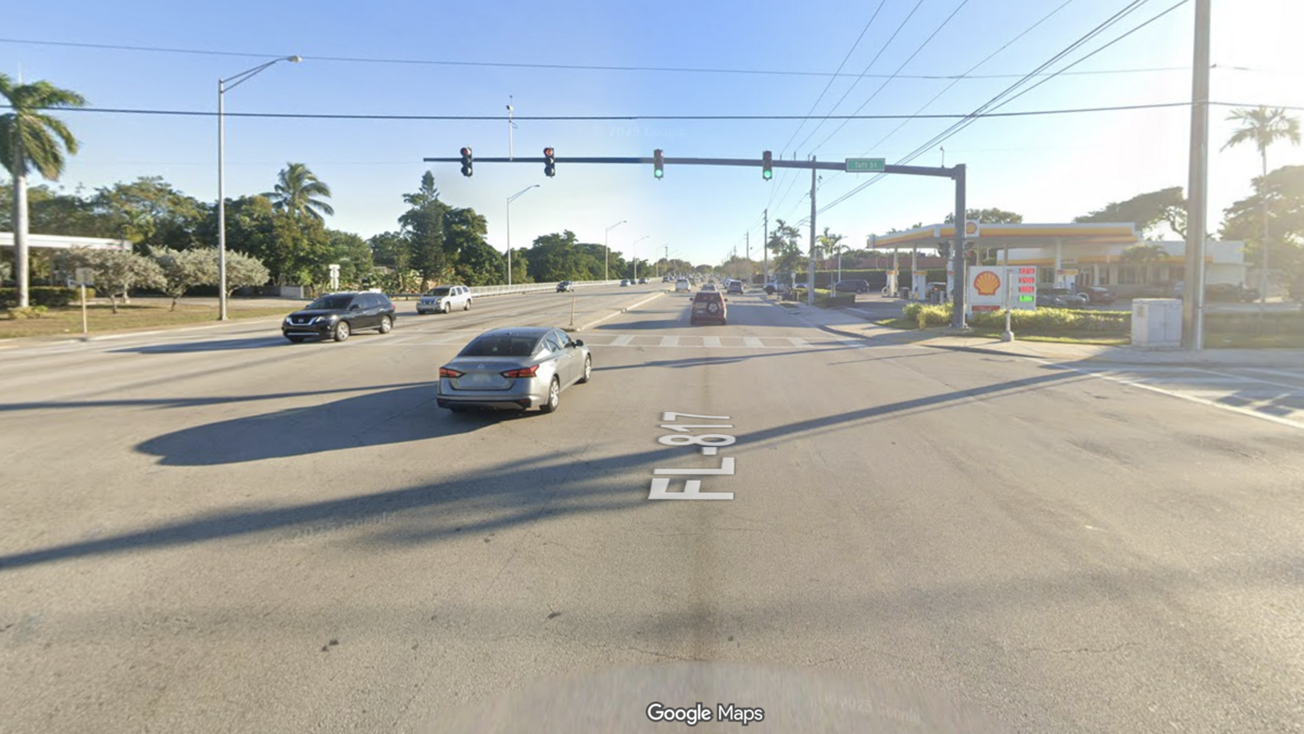 Screen grab of the University Drive and Taft Street intersection in Pembroke Pines.