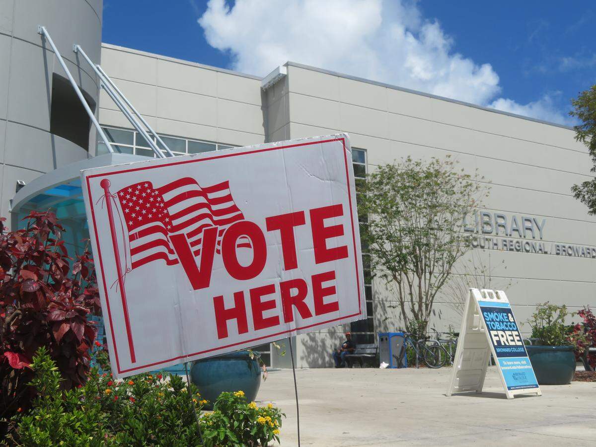 The South Regional/Broward College Library polling site, located at 7300 Pines Blvd., on March 10 to cast their ballots for the municipal election.