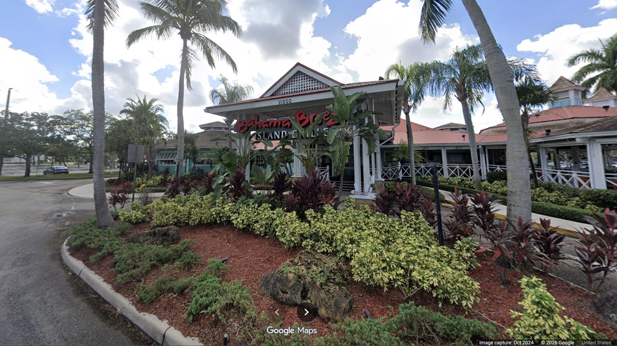 A screen grab of the Bahama Breeze in Pembroke Pines, located at 11000 Pines Blvd.