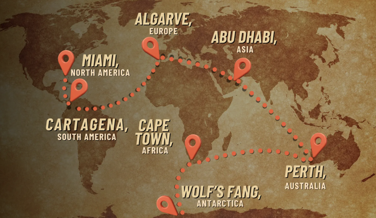 Screen grab of the Great World Race’s route across the globe.