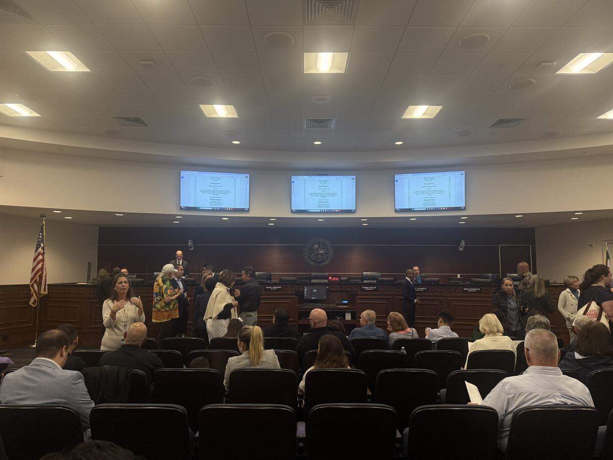 The Pembroke Pines City Commission chambers before the March 18 meeting at the Charles F. Dodge City Center.