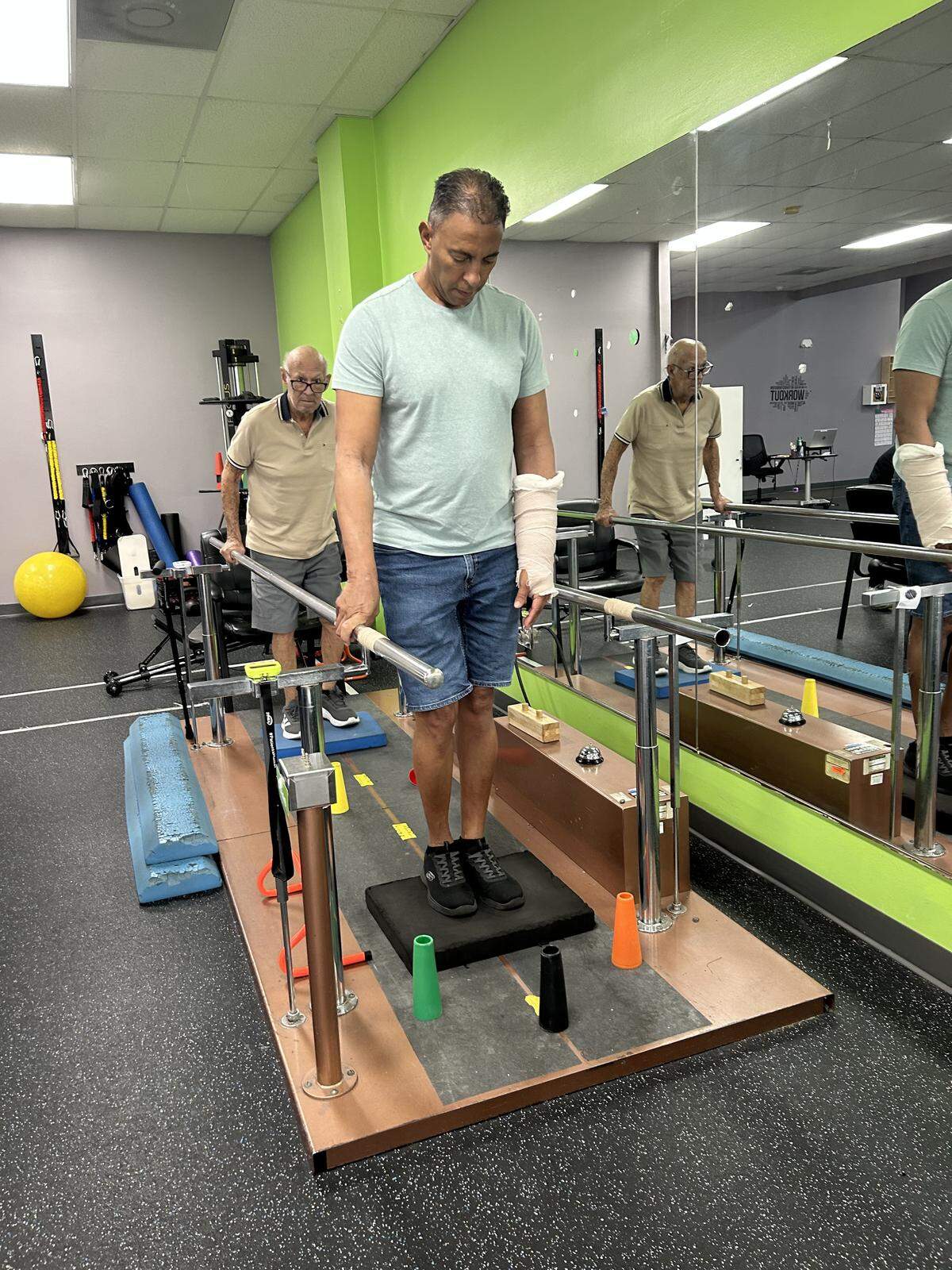 Charles Woods at an occupational therapy appointment in April.