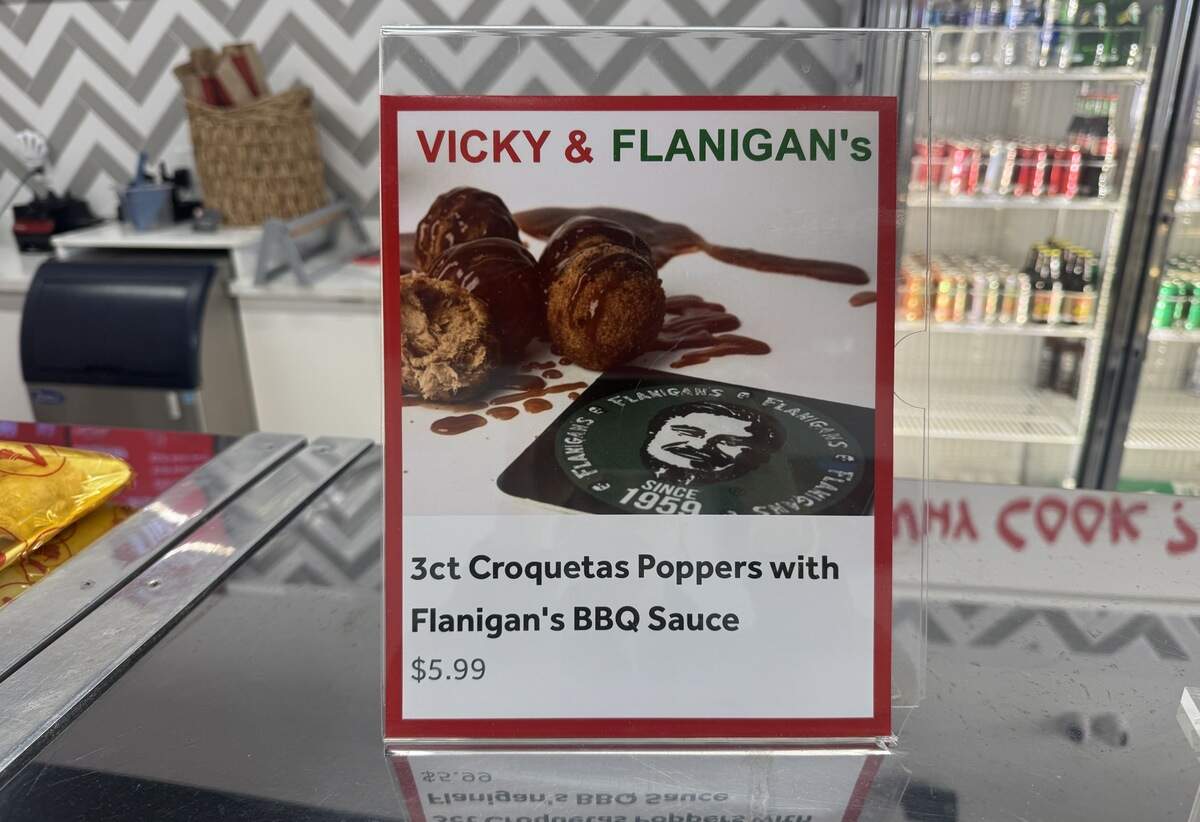 A Croqueta Popper flyer pictured inside the Vicky Bakery located 8509 Pines Blvd. in Pembroke Pines.