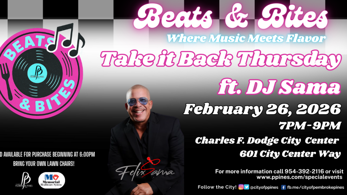 The city’s Beats & Bites Throwback Thursday concert series is back on Feb. 26 at the Charles F. Dodge City Center.