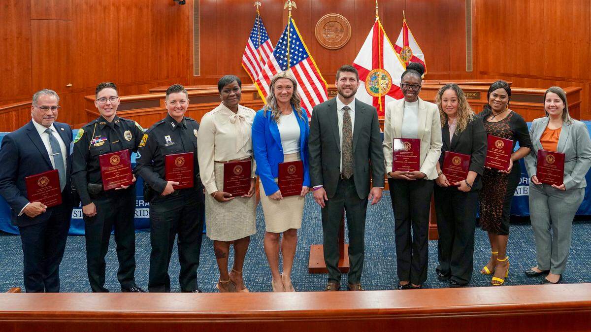 Rose Desmornes of the Pembroke Pines Police Department was honored by the state attorney general for her work with the victim advocacy unit.