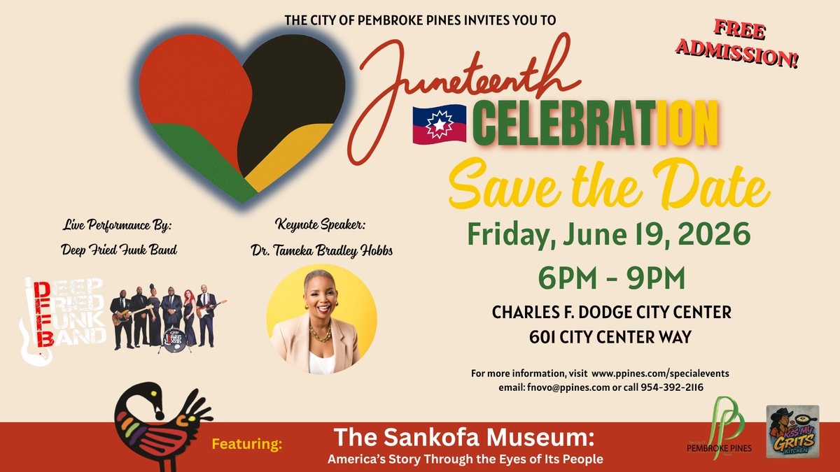The event will feature an exhibition by the Sankofa Museum: America’s Story Through the Eyes of Its People and live performance by The Deep Fried Funk Band.