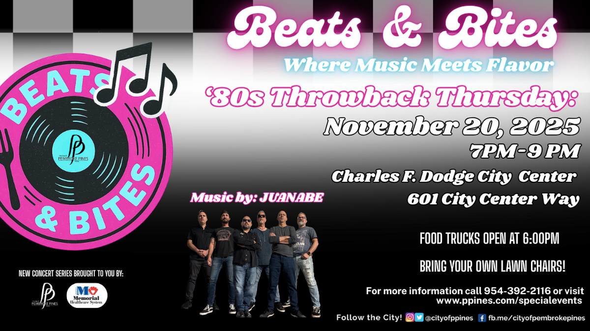The next Beats & Bites concert is scheduled for Thursday, Nov. 20, at the Charles F. Dodge City Center plaza.
