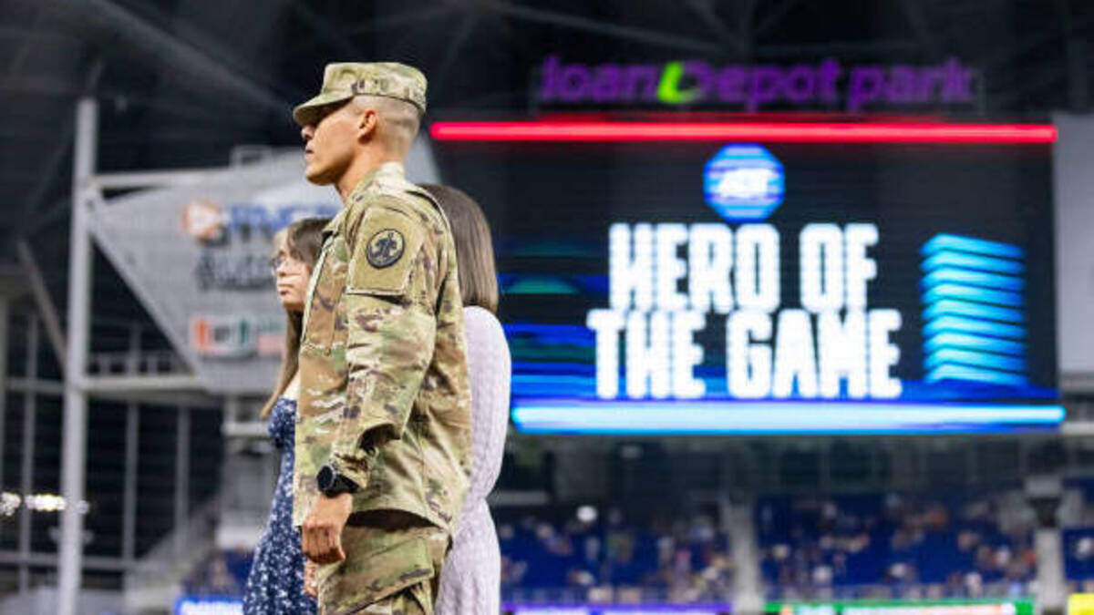 The Miami Marlins honor a military hero during a September 2024 game against the Los Angeles Dodgers at loanDepot park.