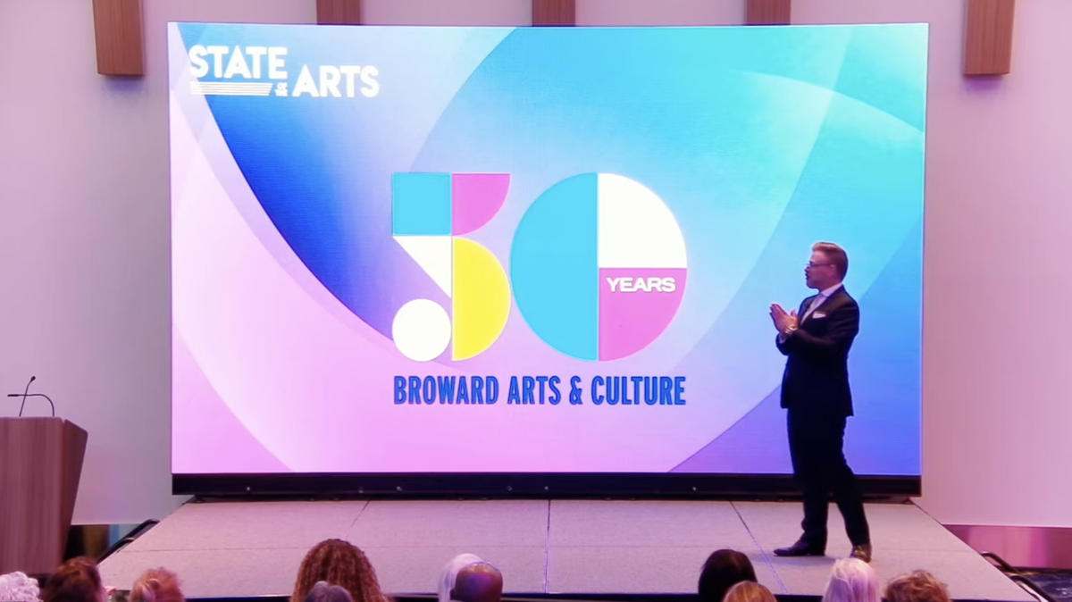 Phillip Dunlap presents new arts and culture initiatives at Broward's third annual State of the Arts address in Fort Lauderdale on Thursday, Nov. 6.