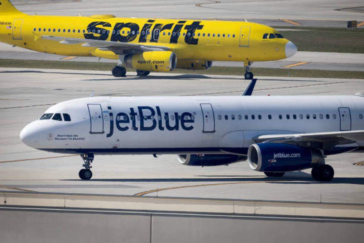 A JetBlue Airways plane sits on the tarmac at the Fort Lauderdale-Hollywood International Airport on January 31, 2024 in Fort Lauderdale, Florida. 