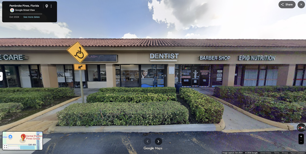 Google maps screen grab of the Dental Specialists of Pembroke Pines office, located at 12558 Pines Blvd.