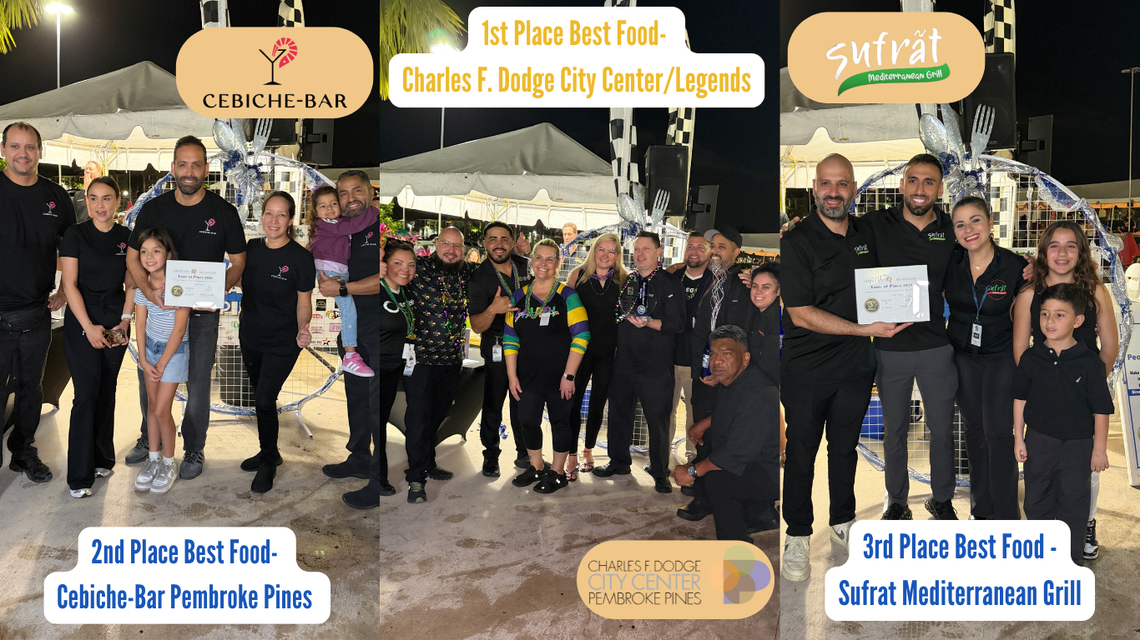 Eateries that placed in the city’s “Best Taste & Food” category: Legends Hospitality, Cebiche Bar and Sufrat Mediterranean Grill.