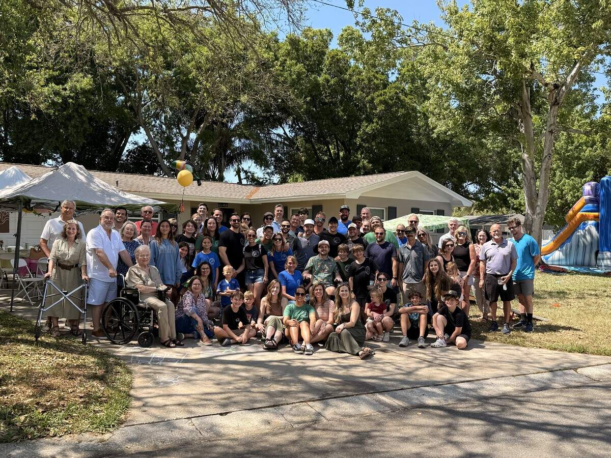 Loved ones celebrate James Fernandez’s return to his Clearwater house with a homecoming party on March 28.