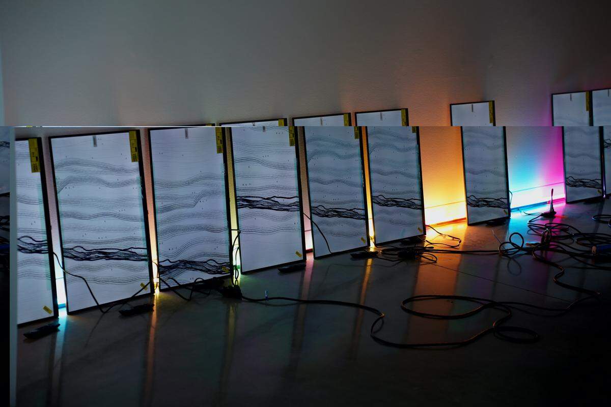 Both analog and digital processes, Treizman and Zurilla’s respective artistic practices, are on display at “Monumentalizing the Trace.”