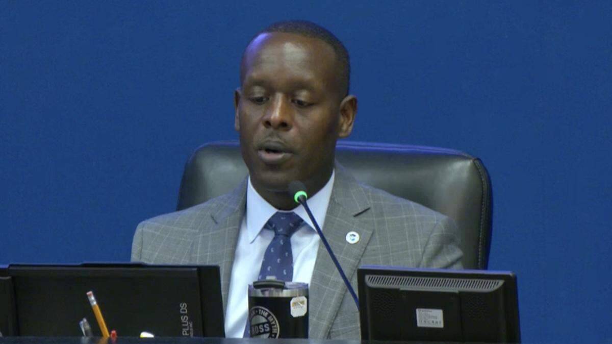 Screen grab of Broward County Public Schools Superintendent Howard Hepburn during the May 11 Special School Board Meeting.