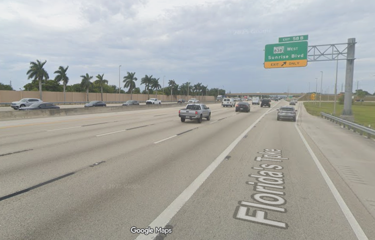 Screengrab of Florida’s Turnpike North and Sunrise Boulevard.