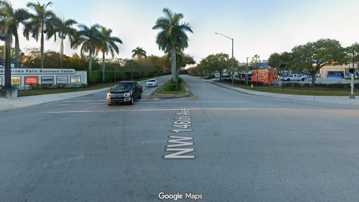 Screen grab of NW 146th Ave and Sheridan Street in Pembroke Pines.