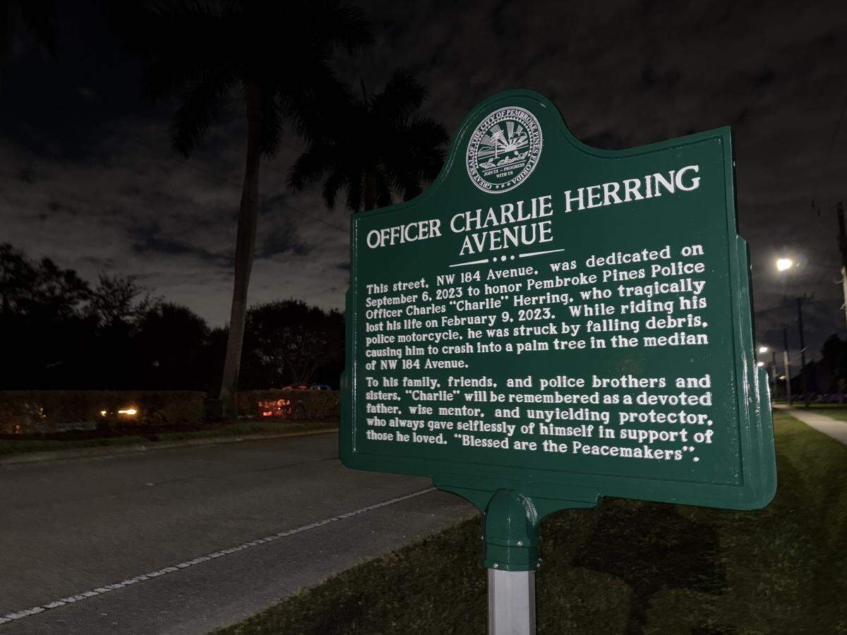NW 184th Avenue was renamed “Officer Charlie Herring Avenue” in August 2023.