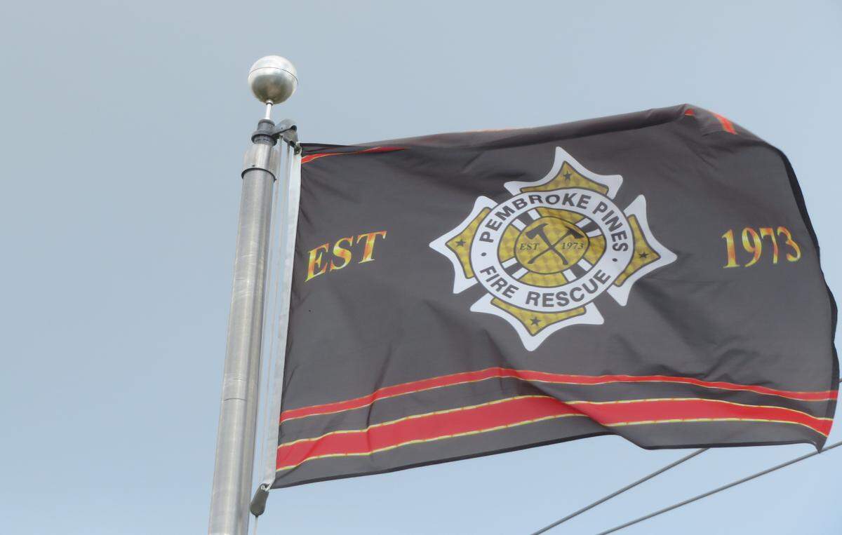 The Pembroke Pines Fire Rescue Flag displayed at Station 69 on Dec. 19.