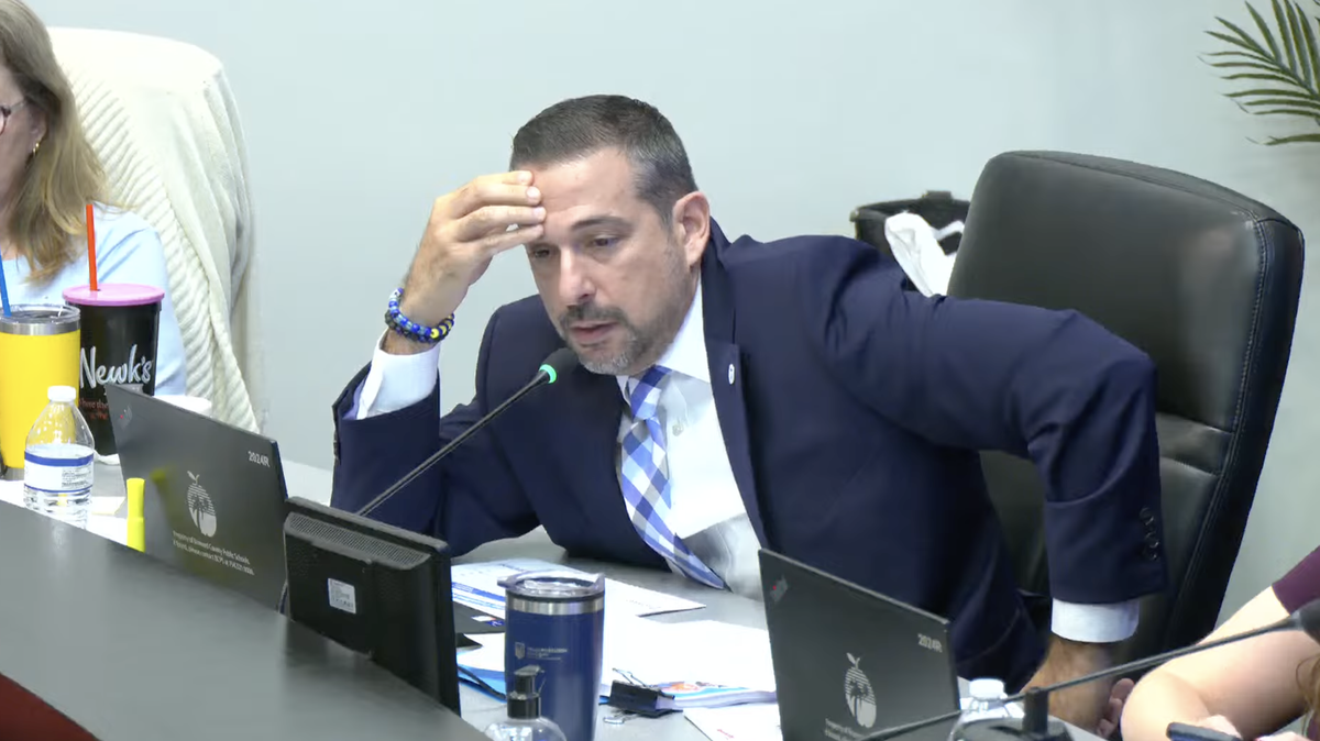 School Board member Adam Cervera speaks during the Broward County School Board workshop on Monday, Dec. 8.