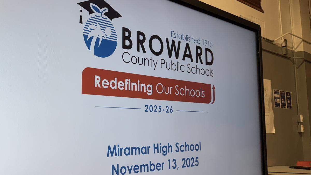 Community members and parents attend a Regional Stakeholder Engagement meeting at Miramar High School on Nov. 13, part of Broward Schools’ Phase 2 ‘Redefining Our Schools’ process addressing potential boundary changes and school closures.