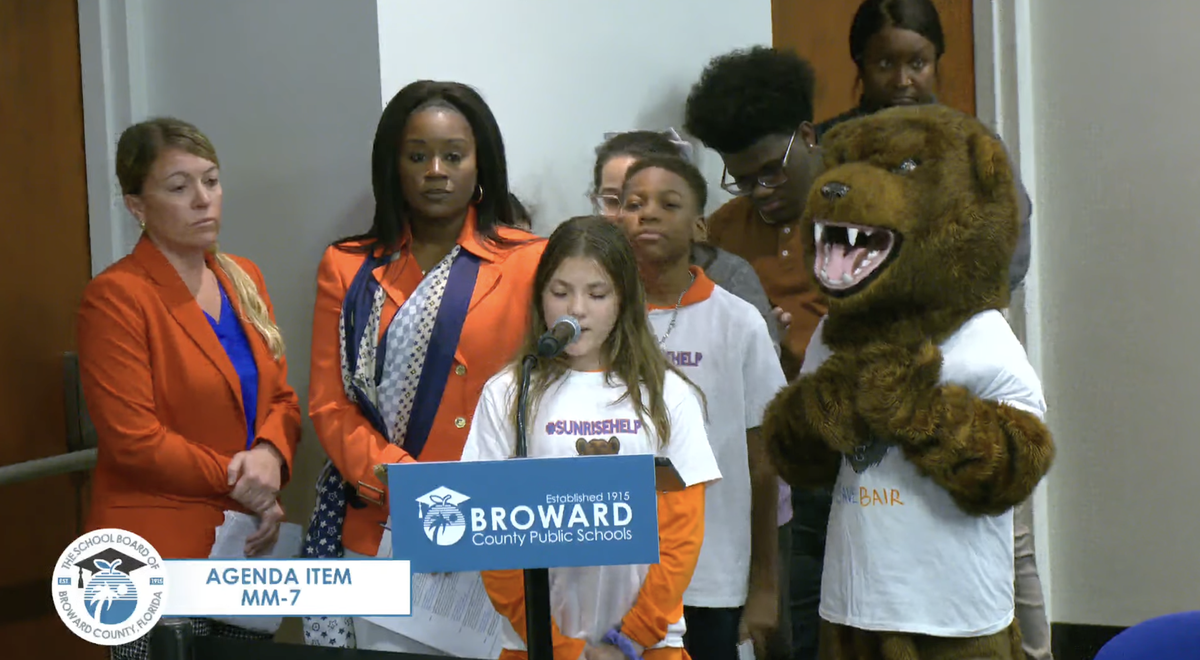 Students, parents and teachers speaking during public comment at the Broward County School Board meeting on Wednesday, Jan. 21.